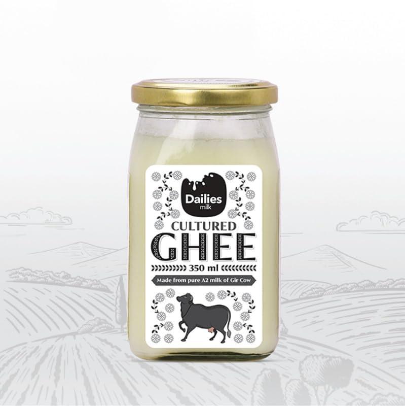 Dailies Dailies A2 Gir Buffalo 100% Desi Ghee, Cultured butter by Churning Curd for Health & Wellness, 350 ml