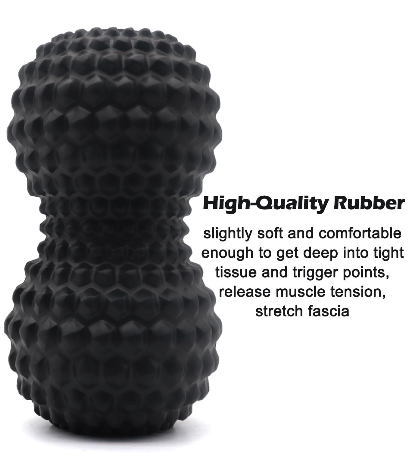 KITWILD Peanut Massage Ball, Double Lacrosse Massage Roller Ball for Deep Tissue Muscle Massage, Physical Therapy, Myofascial Release, Trigger Points, Muscle Knots, and Yoga Therapy (Black)
