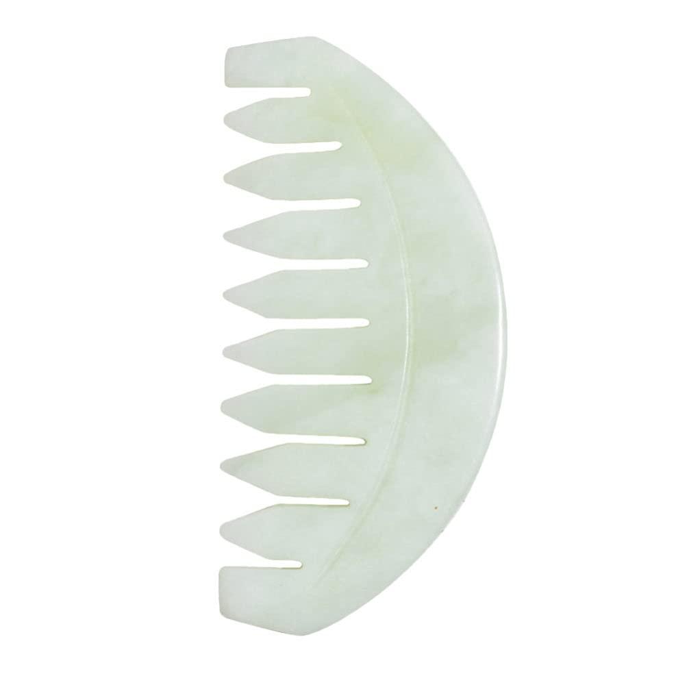 wowobjects Wowobjects Jade Massage Comb Jade Hair Comb Jade Guasha Scalp Massager Head Therapy Massage Comb Scalp Massager for Scalp Care Acupoint Treatment White