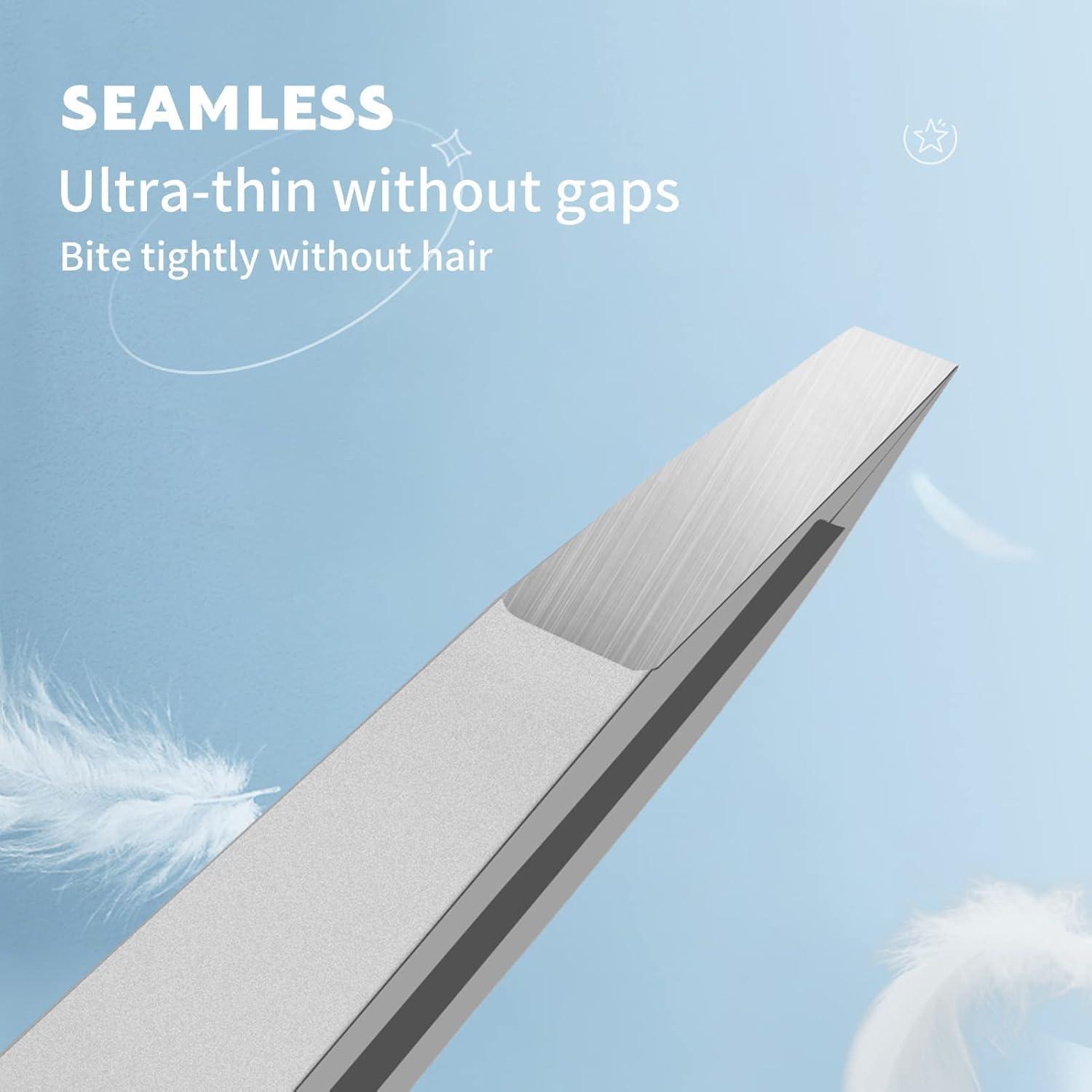 Aternal 2Pcs Eyebrow Tweezers Stainless Steel Professional Tweezers for Eyebrows Beauty Eyebrow Tweezer Eye Hair Removal Tool Hair Remover Tool Facial Tool Kits for Men Women Slant Tip Tweezers Pointy