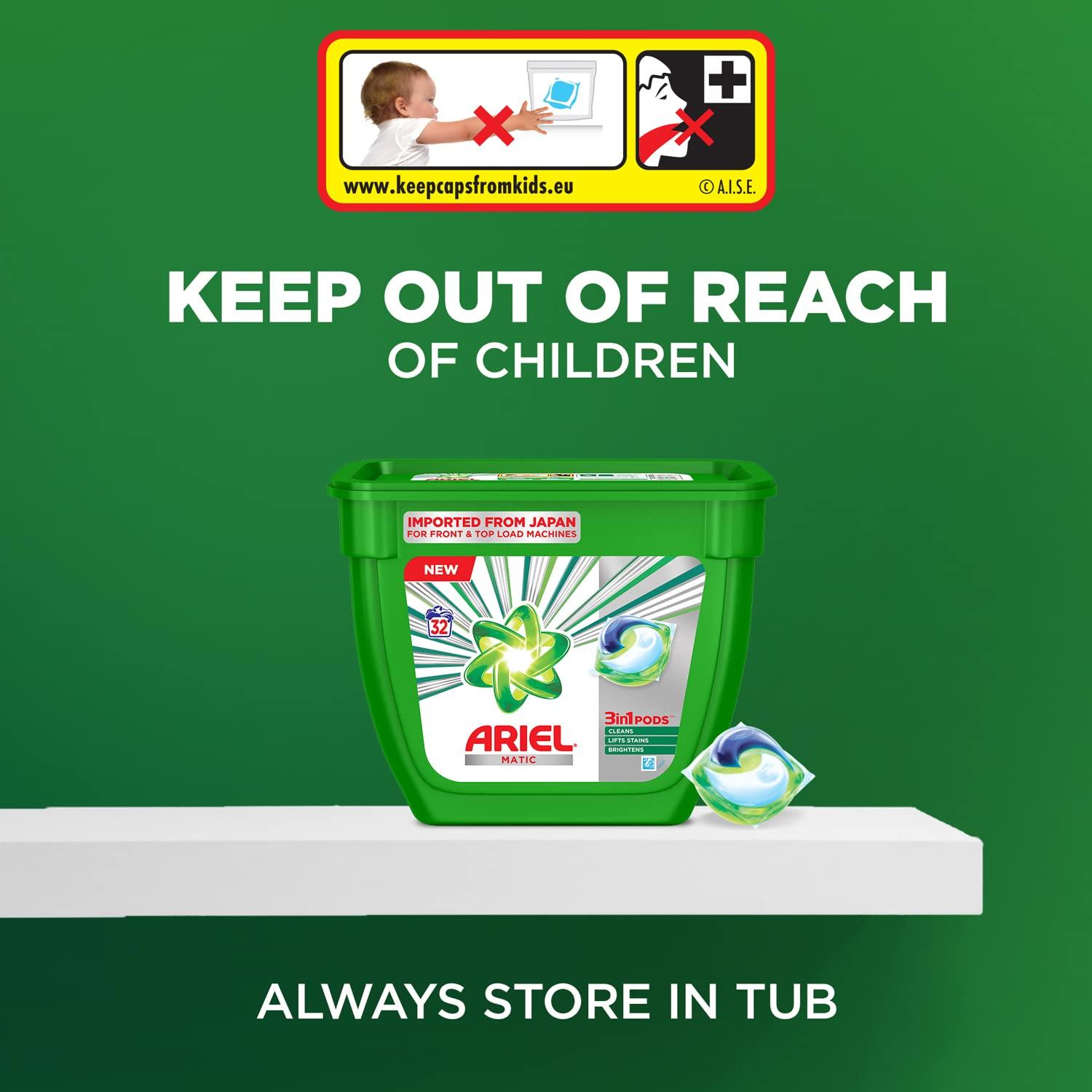 Ariel Ariel Matic 3in1 PODs Liquid Detergent Pack 32 Count for Both Front Load and Top Load Washing Machines