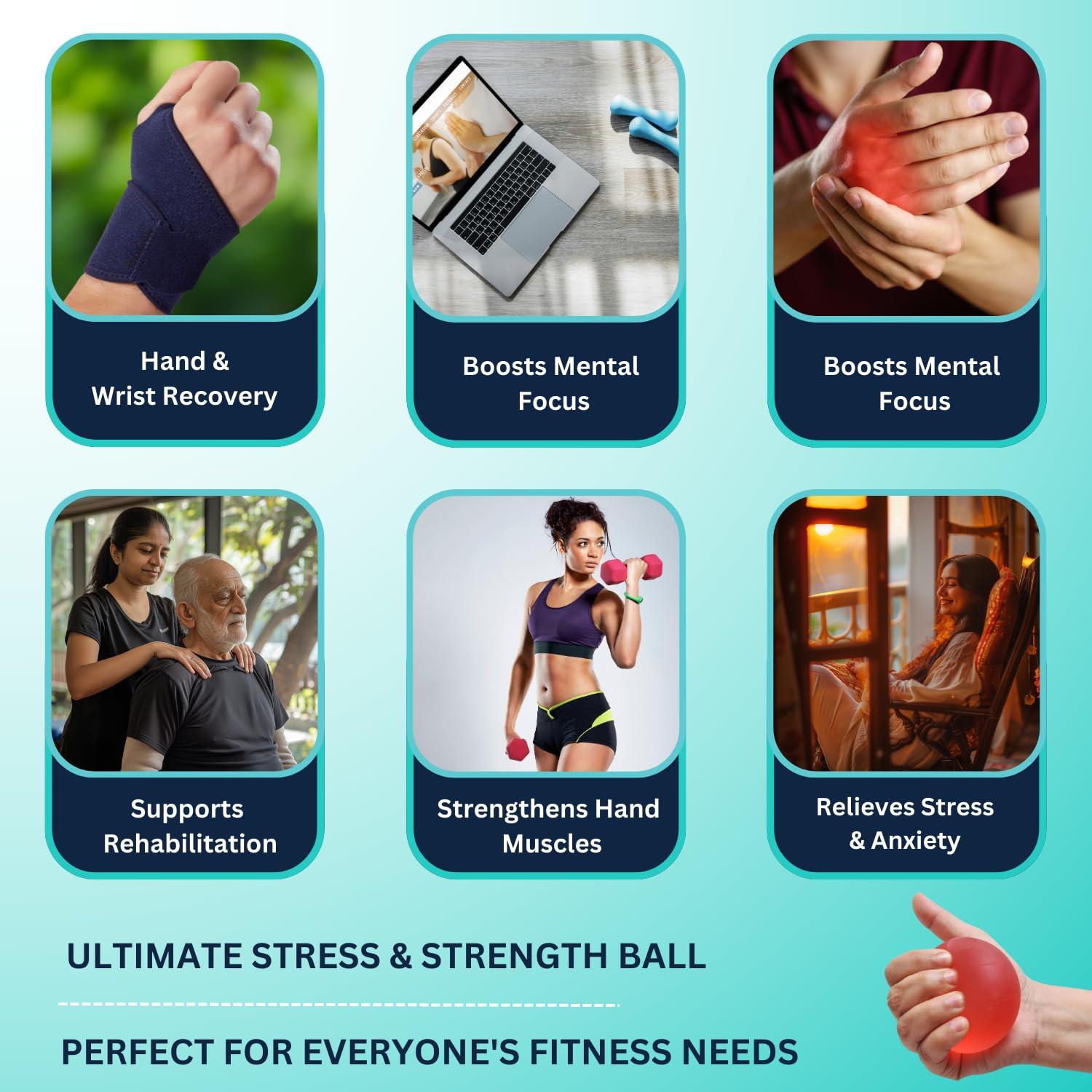 LYKSTAR LYKSTAR Gel Exercise Ball for Hand Therapy, Stress Balls for Adults, Stress Relief Squeeze Balls, Soft Ball for Hand Exercise, Stress Ball for Arthritis, Finger Strengthening, Finger & Wrist Hand Exercise Ball-Red