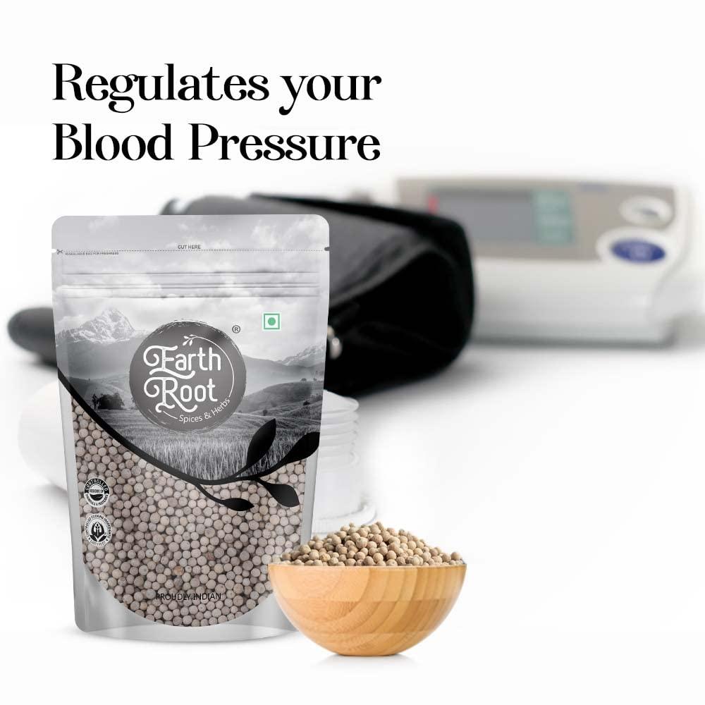 EARTHROOT EarthRoot Natural Whole White Pepper 100 gm | Safed Mirch | Sabut Safed Mirch | White Pepper corn | Can be used in various dishes | Herbal seeds