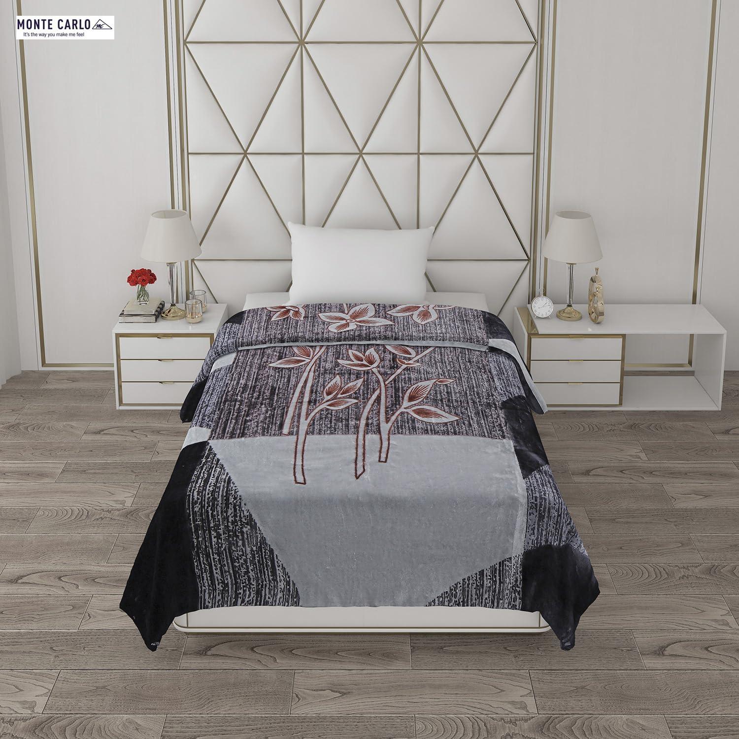 Monte Carlo Monte Carlo Impact (625 GSM) Luxury 1 Ply Single Bed Blanket for Mild Winter Size (1.60 m x 2.20 m) 2.2 KG