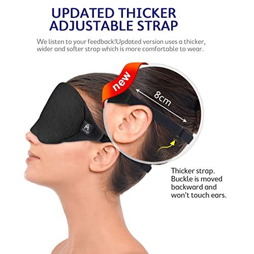 Mavogel Mavogel Cotton Sleep Eye Mask - Updated Design Light Blocking Sleep Mask, Soft and Comfortable Night Eye Mask for Men Women, Eye Blinder for Travel/Sleeping/Shift Work, Includes Travel Pouch, Black