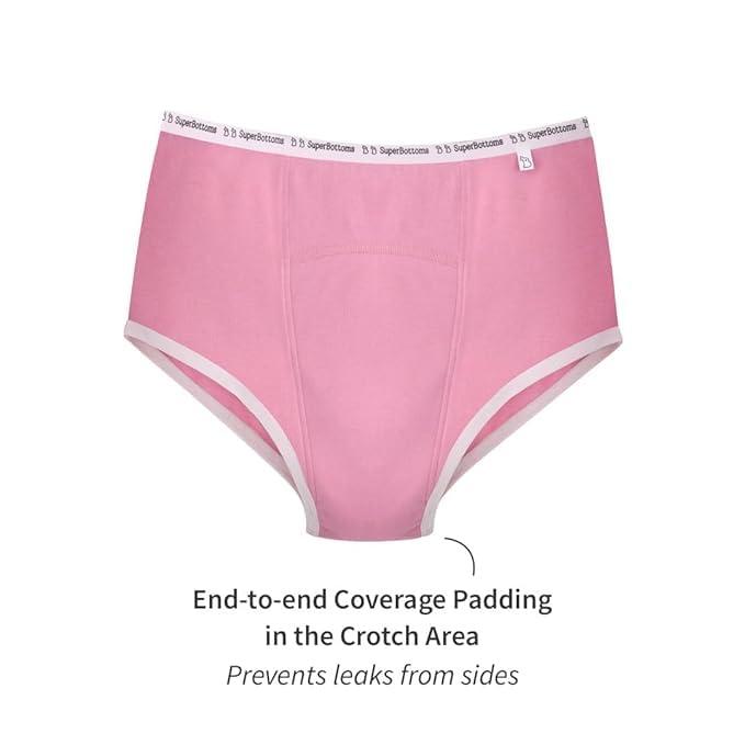 superbottoms superbottoms 2 Period Women Underwear (Lilac And Pink) + 4 Flow Lock Cloth Pads + Free Wet Pouch,Size - M, Pack Of 7