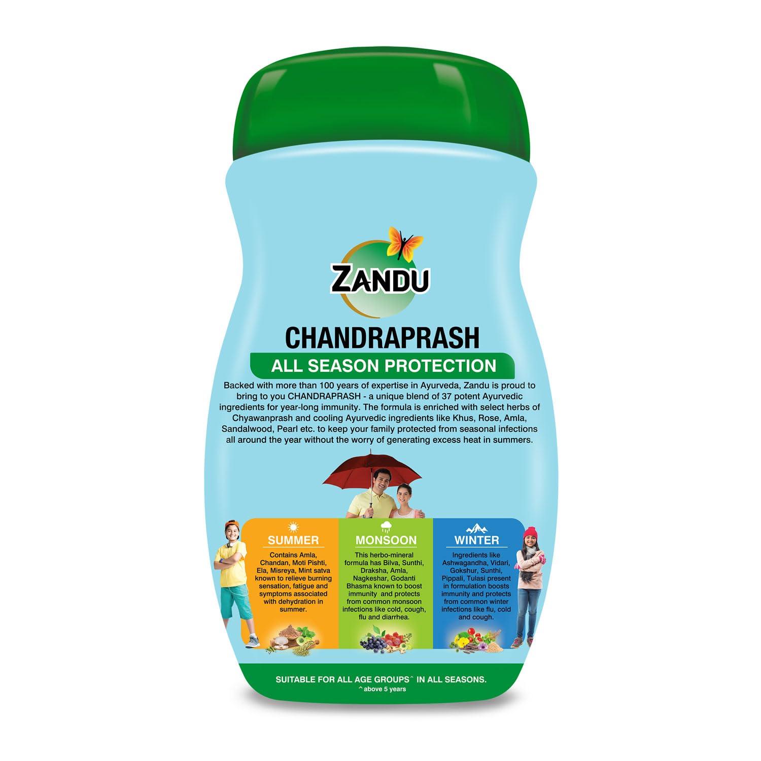 Zandu Zandu Chandraprash 900g | 2X Immunity Booster without Heat, All Season Protection Chyawanprash |Blend of 37 Ingredients | Made with Jaggery, No Added Refined Sugar