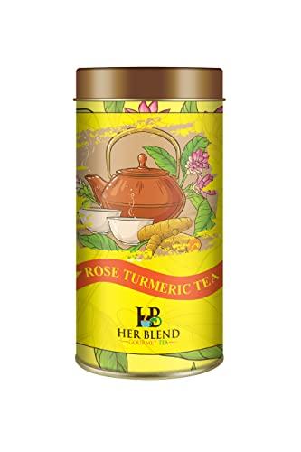 HerBlend Gourmet Rose Turmeric Tea, 100gm herbal tea for immunity booster. glowing skin and healthy hair image-1