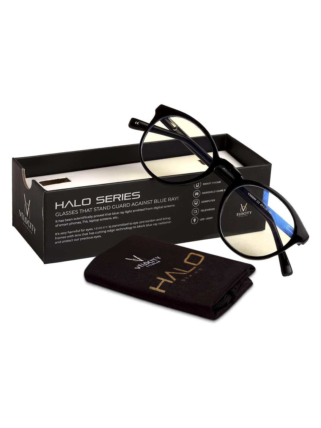 VELOCITY STUDIO Velocity Blue Ray Protected Stylish Oval Frame Computer Eyeglasses Black For Men