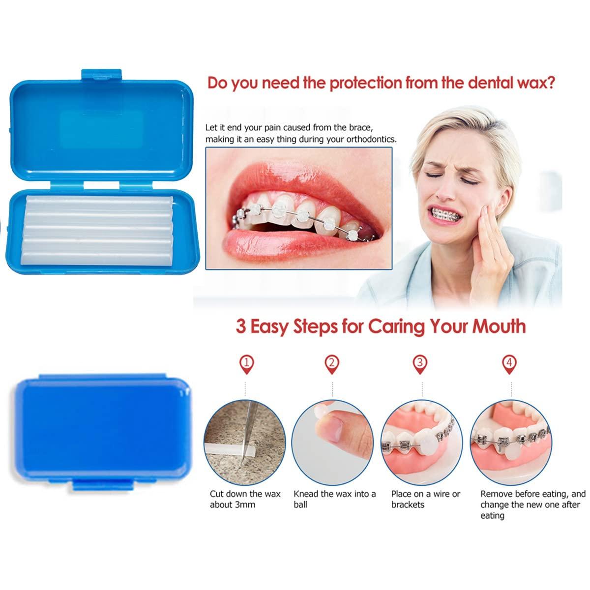 Ceonam Braces Cleaning Kit for Teeth , Portable Orthodontic Toothbrush Kit Oral Care Dental Travel Kit - Interdental Brush Dental Wax Dental Floss Toothbrush Box (Red)