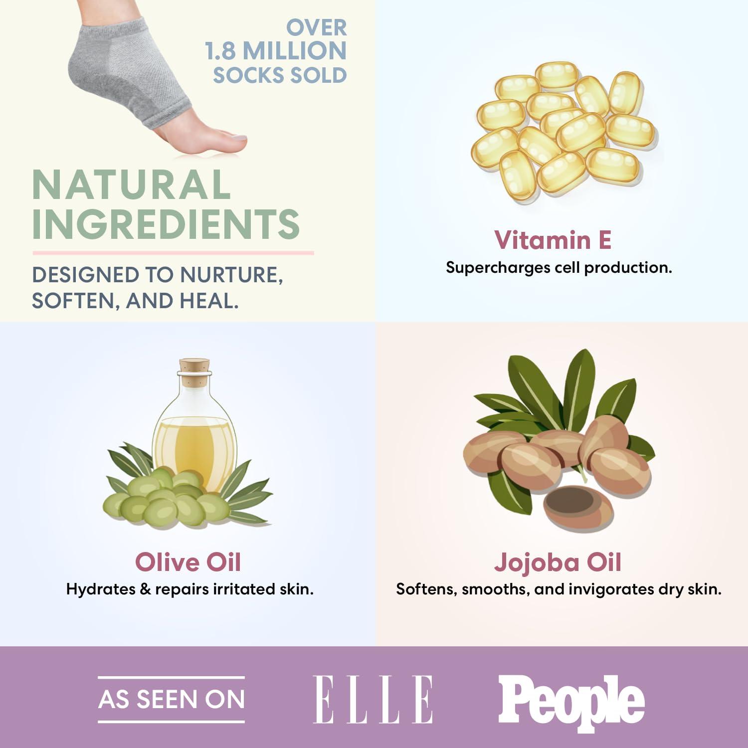 Dr. Frederick\'s Original Dr. Frederick\'s Original Moisturizing Heel Socks For Cracked Heel Treatment - 2 Pairs - Stop Cracked Heels In Their Tracks, Grey