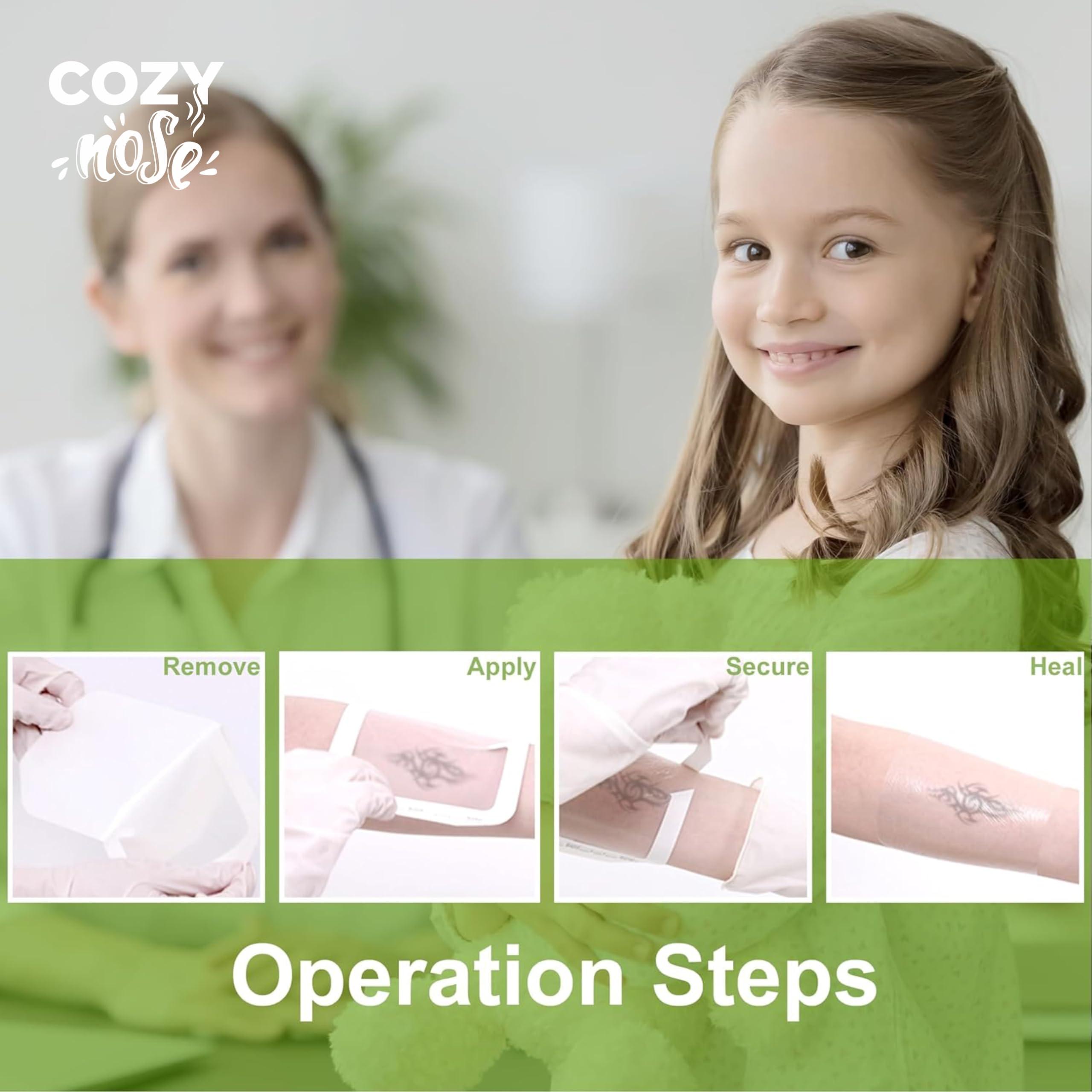 COZY nose COZY nose - Transparent Film Dressing 5 Packs, Waterproof Wound Cover Bandage, Post Surgical Shower or Tattoo Aftercare Bandage, IV Shield, Adhesive Patches (2.3\" x 2.75\")