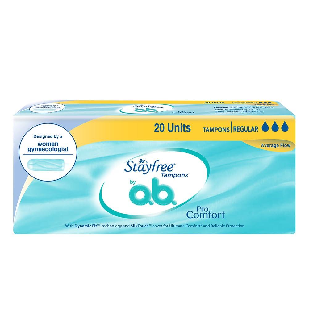 Stayfree Stayfree Tampons by OB| Normal flow|20 piece| Dynamic Fit Technology| Rashfree| No skin irritation| Upto 100% leakage protection| Silk touch technology| Stain free