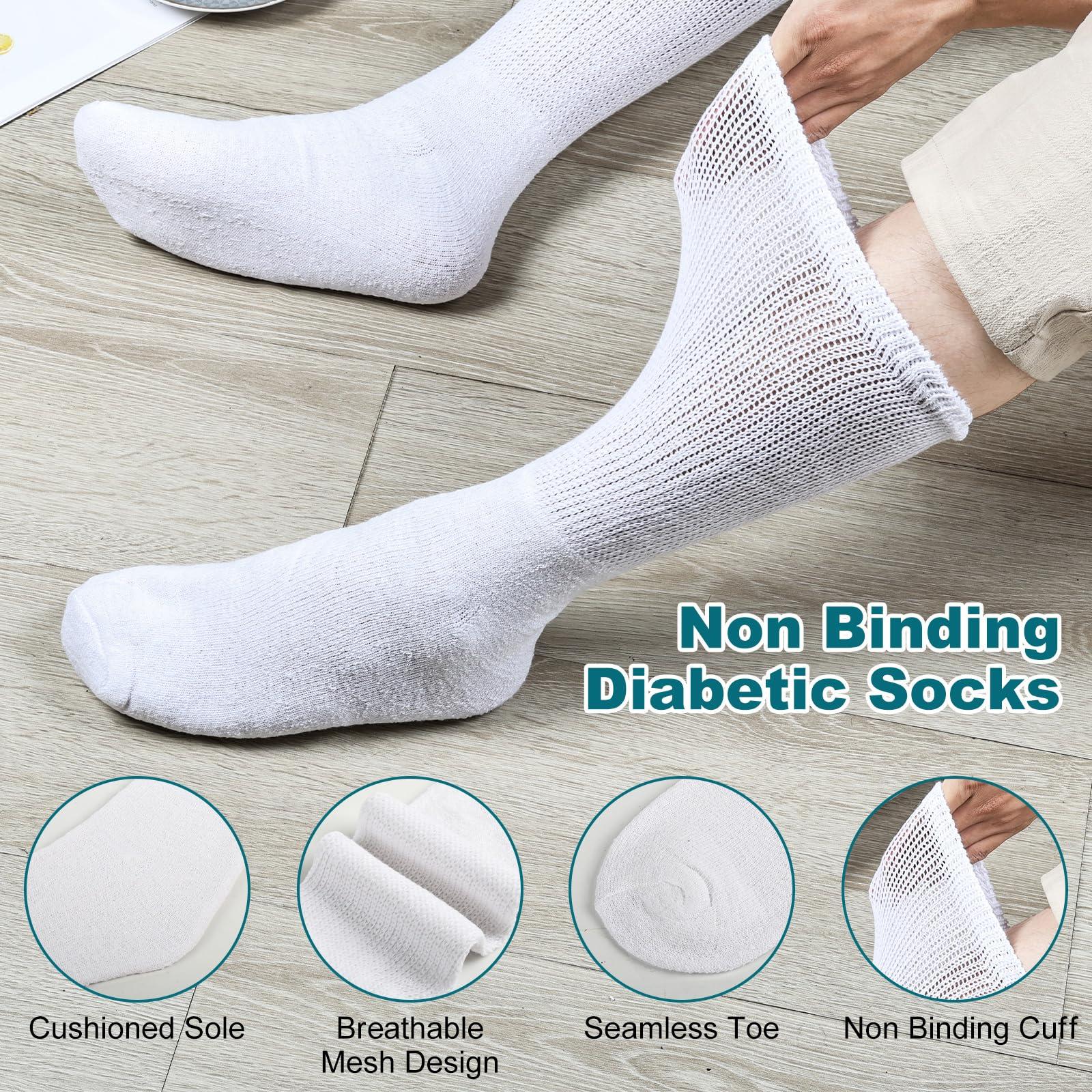 Falari Diabetic Socks Men Unisex Size 13-15 White 63-9010-3PAIRS