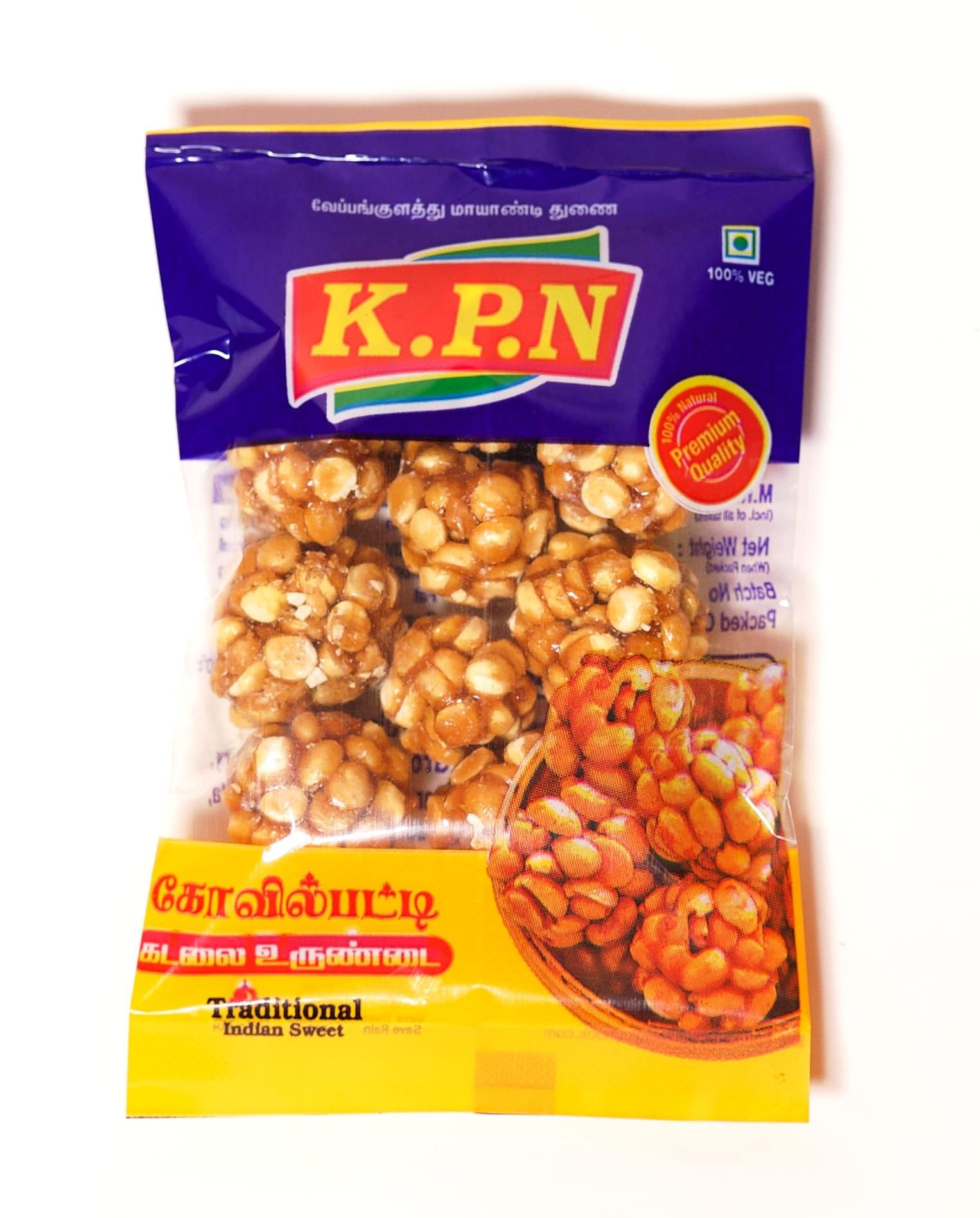 KPN KPN Kovilpatti Pottu Kadalai Urundai Gram Chikki Balls Candy - Burfi - Pack of 8 x 100 gm
