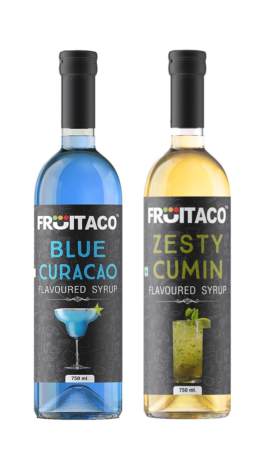 Fruitaco Fruitaco Mocktail Syrup for Mocktails, Cocktail Combo 750ml each Blue Curacao + Cumin