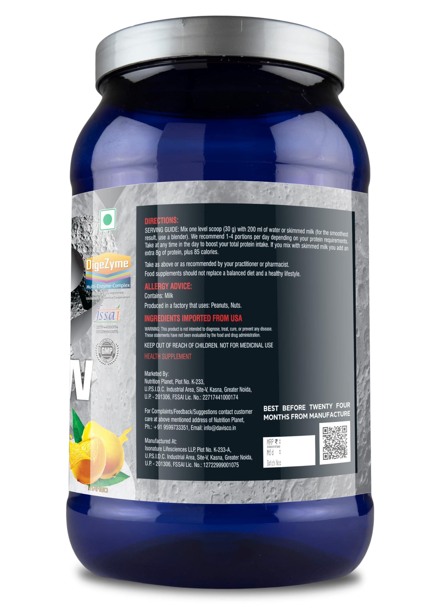 Nutrition Planet Nutrition Planet Davisco Whey Protein(With Added DigeZyme) for Pre/Post Workout Recovery (Mango- 2lb, 30 Servings)