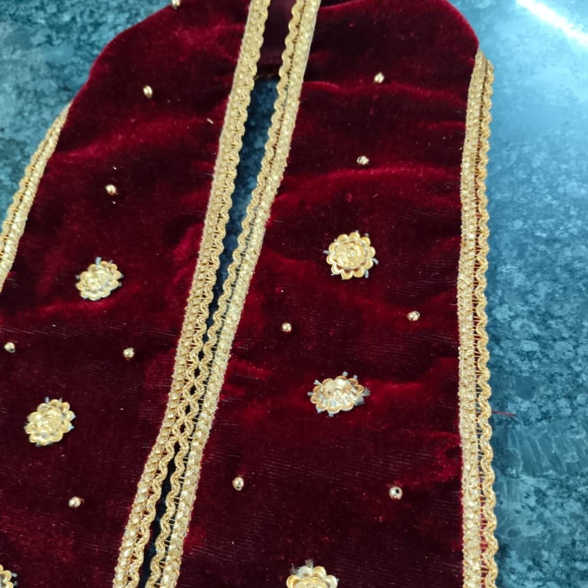 Jainkart Jainkart Royal Brown Bhagwan Dupatta/Uparna For Pooja, Mandir, Home Uses Ganeshji Patka, Shringar/Chunari/Shawl/Dress/Poshak/Designer Vastra in Velvet Material for Statue,Idol,Murti(Size - 30inch)