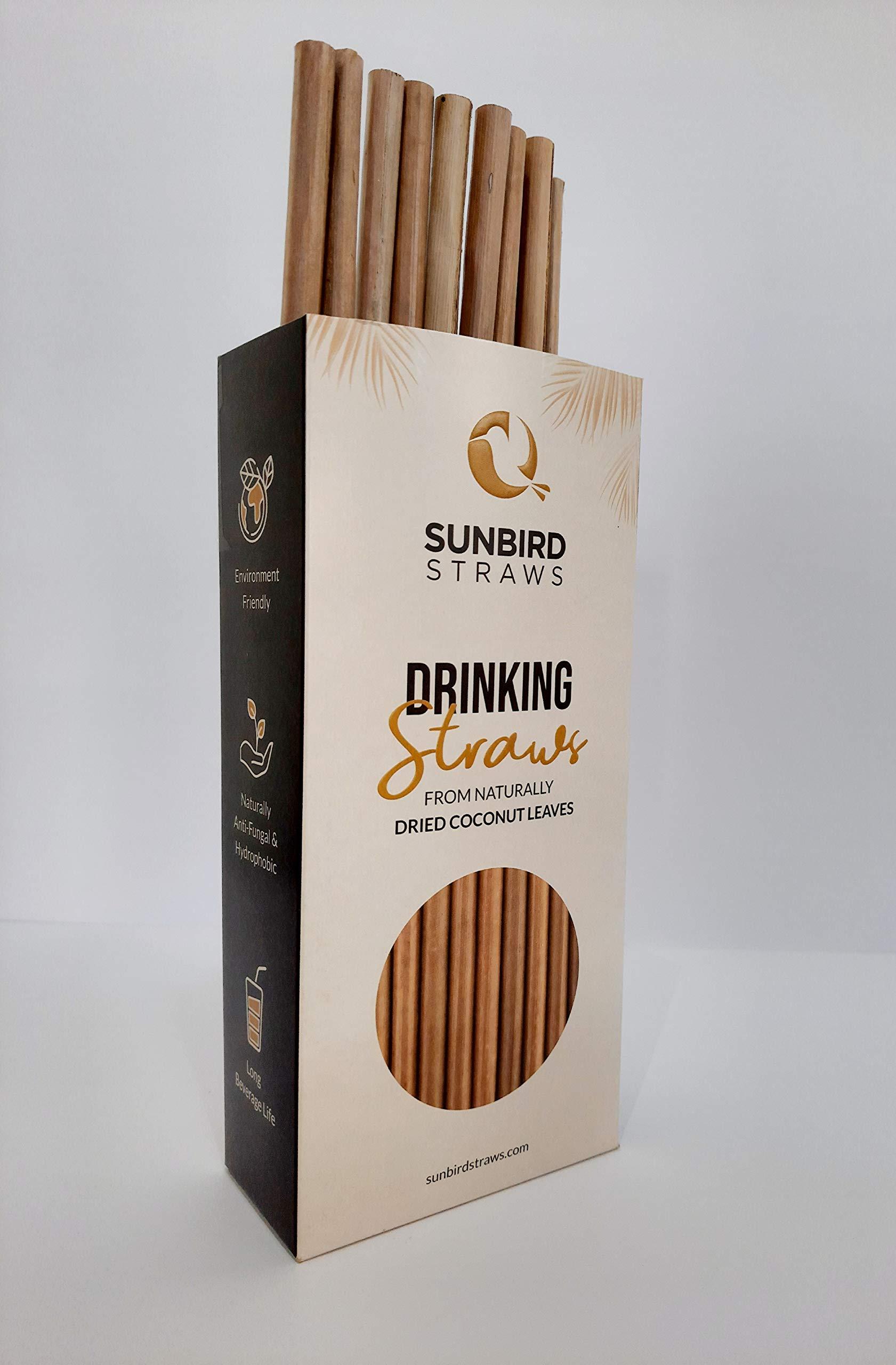SUNBIRD SUNBIRD Coconut Leaf Drinking Straws, Organic, Biodegradable, Sustainable, Eco-Friendly Product (Regular Straw Diameter 6mm X Length 8\'\', Pack of 50)