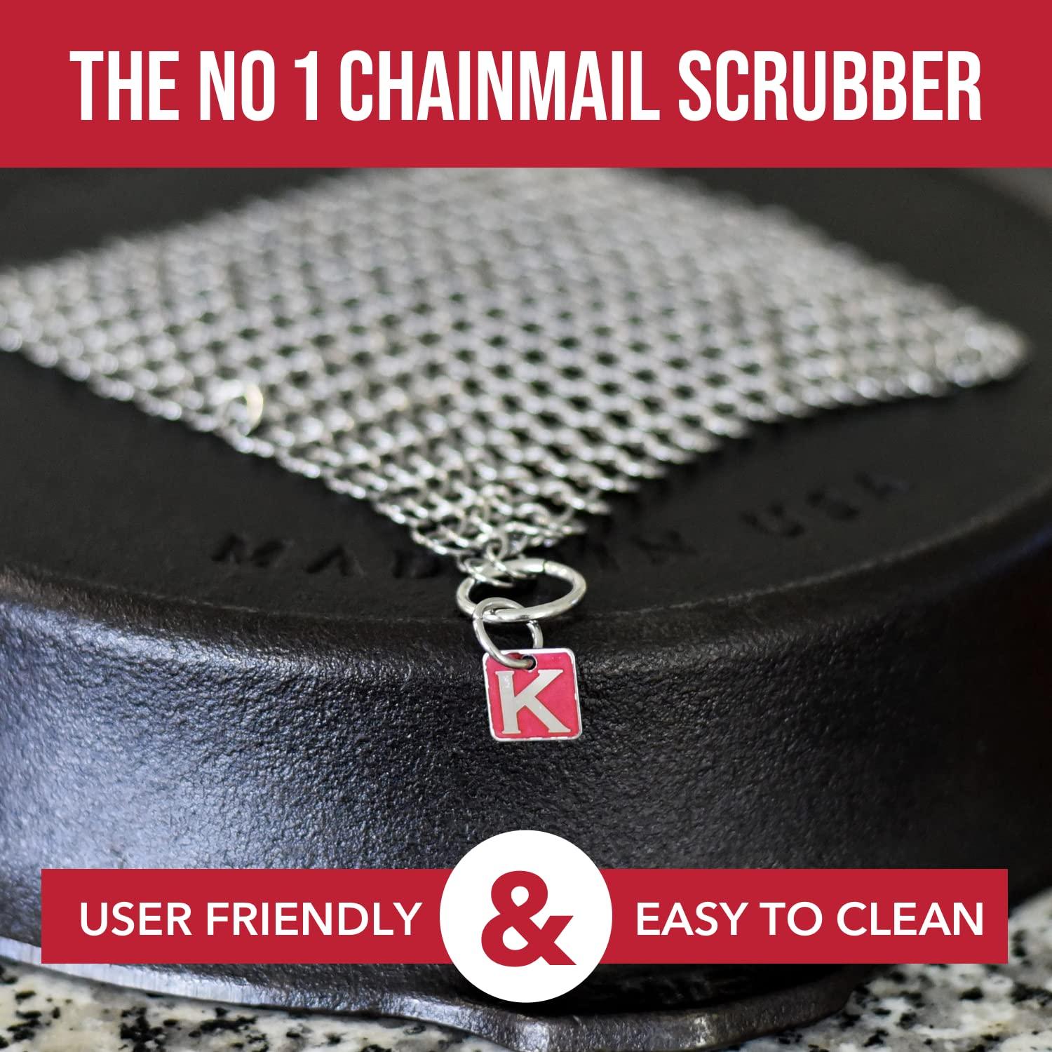 CM SCRUBBER CM SCRUBBER Knapp Made Original 4\" Cast Iron Scrubber- Chainmail Scrubber for Cast Iron Pans, Hard Anodized Cookware and Other Pots. Stainless Steel Cast Iron Cleaner.