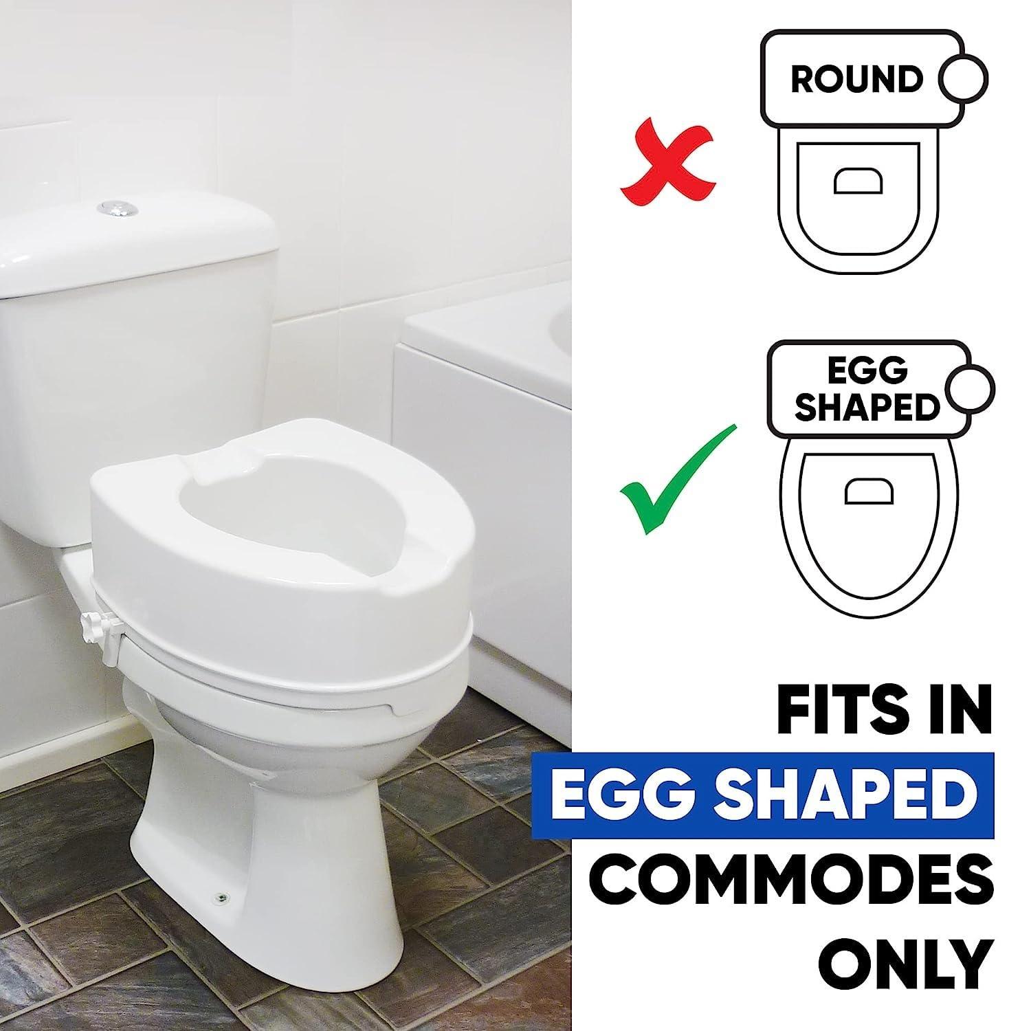 MCP Mcp Commode Seat Riser Without Lid Toilet Seat Height Raiser 6\" Elevator Extender 7060C|Plastic,Portable & Lightweight Fits In Egg/Oval Shaped Commode Only|For Handicap,Old Age People (White,6\")