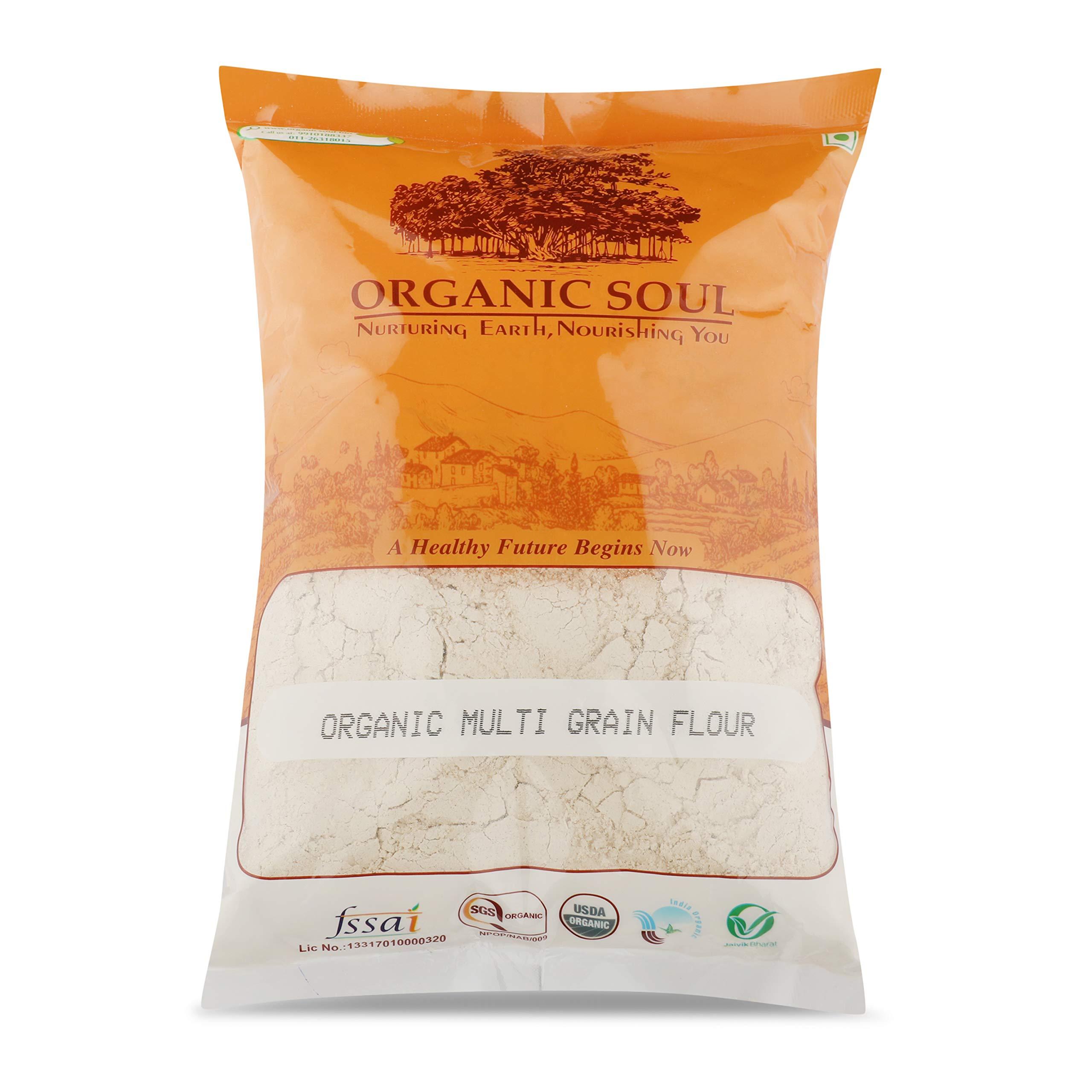 Organic Soul Organic Soul - Organic Multigrain Flour 900_Gm | Ragi, Amranthan, Besan, wheat | 100% Organic (Mix Atta)
