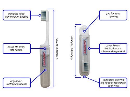 Bagdent Travel Toothbrush Kit, Refilllable Mini Tubes, Universal Filling Adapters, Backpacking, After Lunch Brush, TSA Compliant
