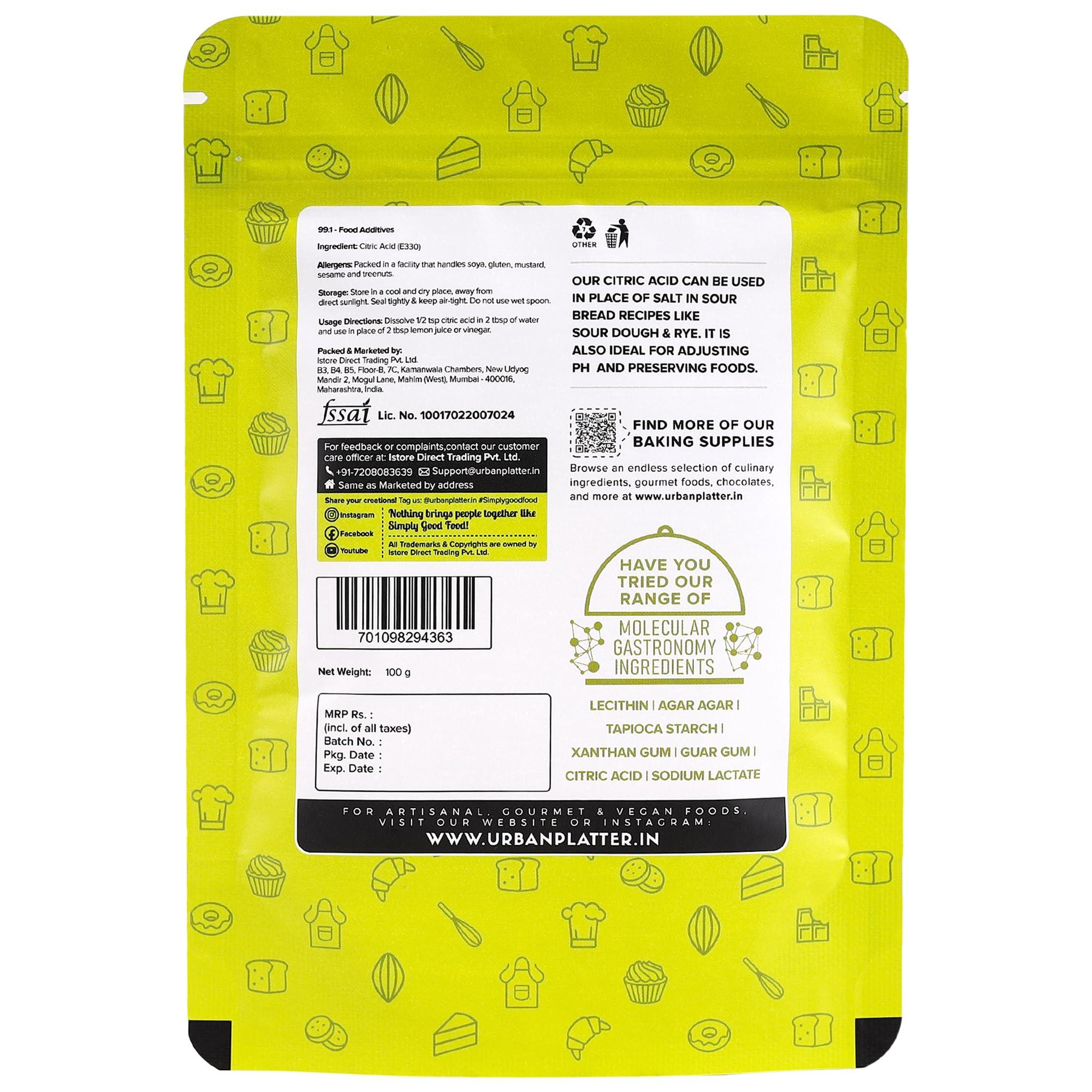 urban platter urban platter Pure Citric Acid Crystals Powder, 100G