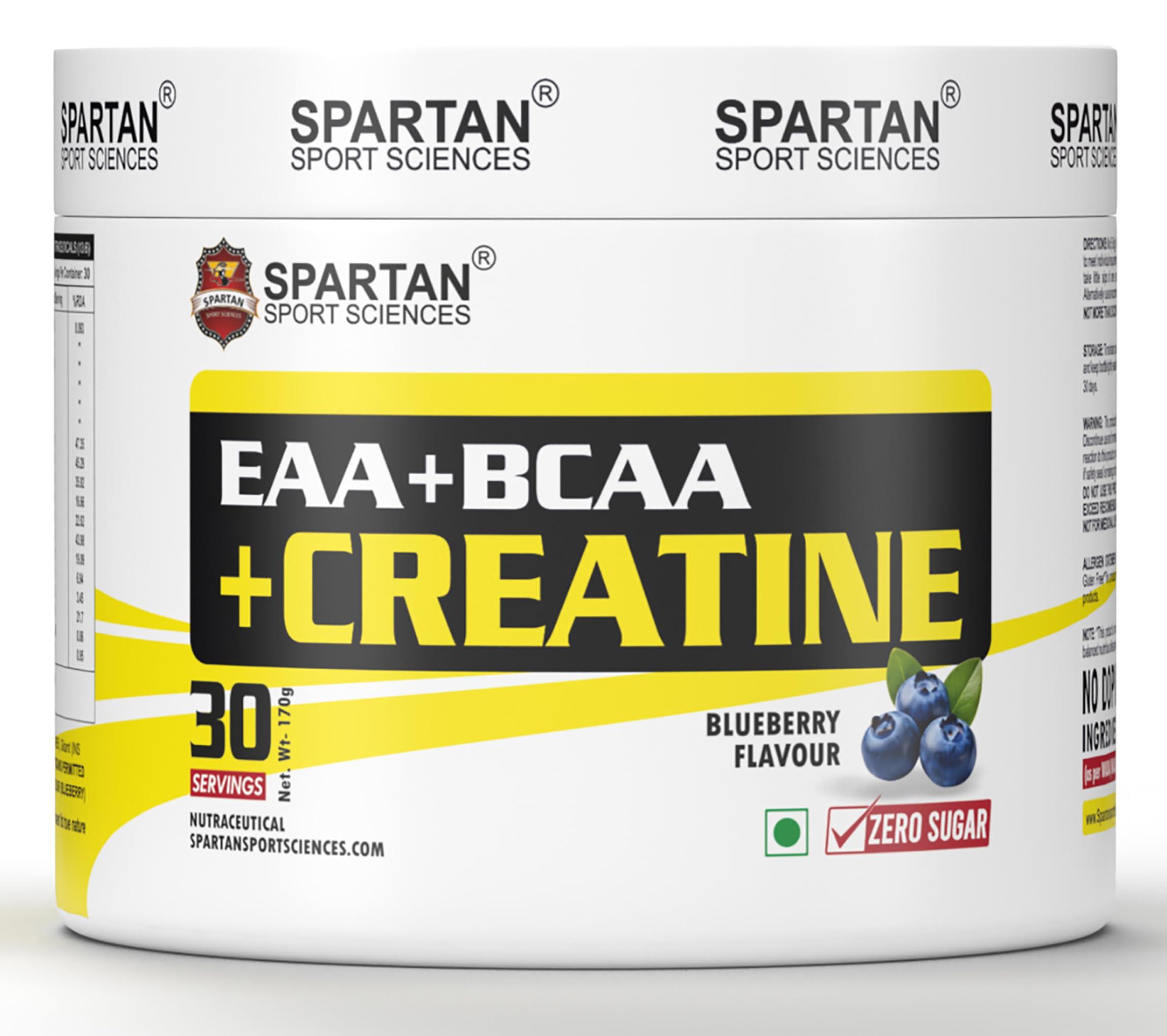 Spartan Sport Sciences Spartan Sport Sciences EAA+BCAA+Creatine Powder | Zero Sugar Added, 30 Servings | Blueberry Flavour - 170g