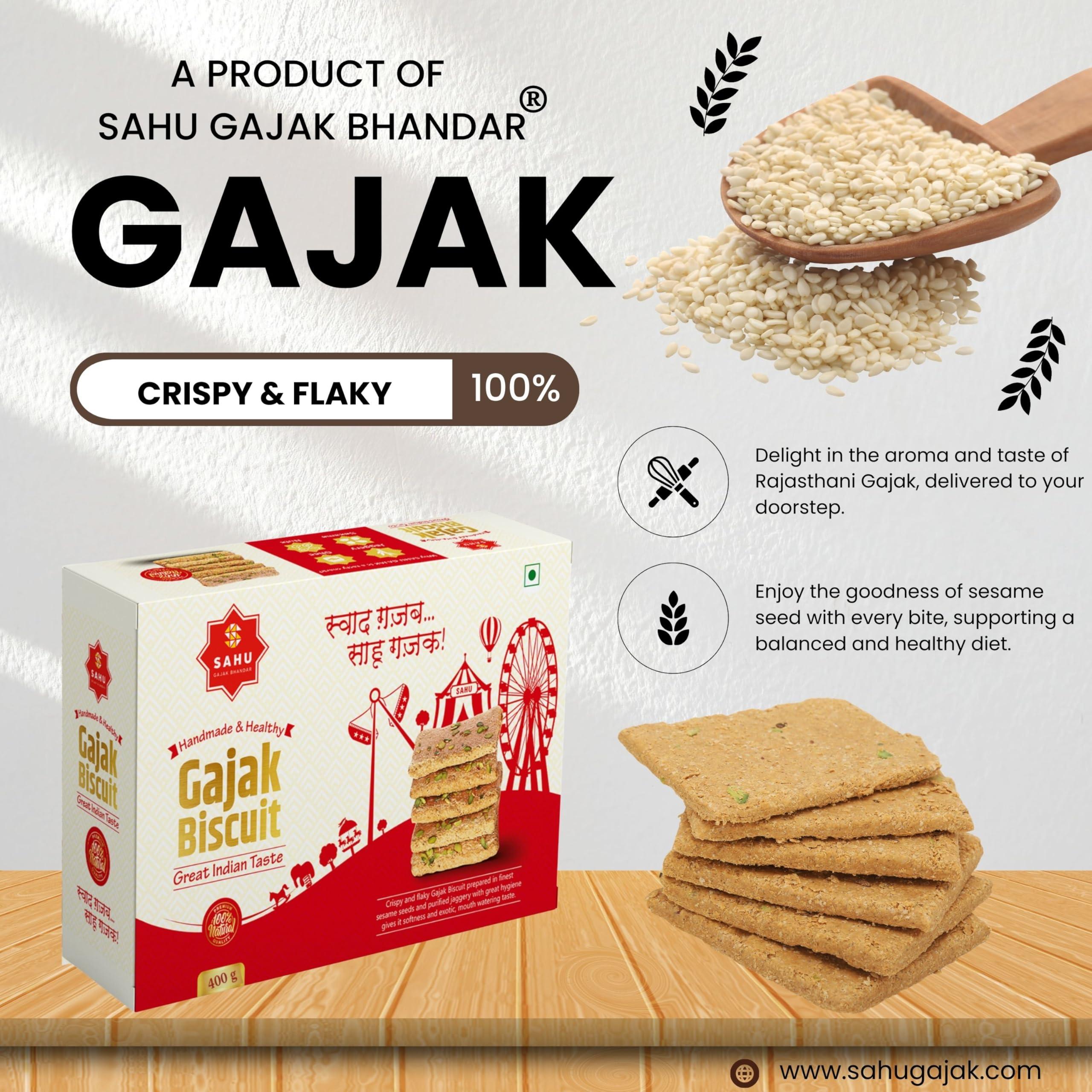 SAHU GAJAK BHANDAR SAHU GAJAK BHANDAR Khasta Gazak 400 Gm Gajjak | Sesame Chikki | Tilkut Sweets | Gachak | Gazzak | No Preservative And Liquid Glucose