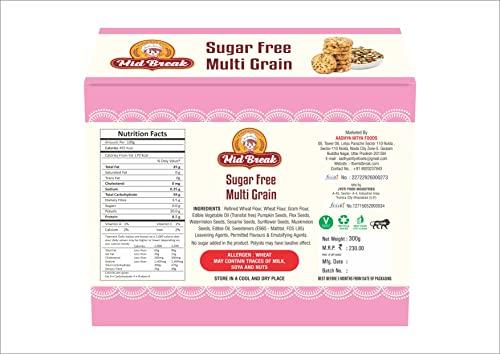 Mid Break MidBreak - Sugar Free Multigrain Cookies | Multigrain Biscuits | Sugar Free Multigrain Biscuits | Premium Handmade Cookies | 300 Gm | Pack of 1