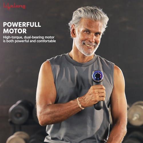 Lifelong Lifelong Gun Massager for Pain Relief with 8 Massage Heads & LCD Touch Display - Battery Powered - Deep Tissue Massage with 6 Speed Settings for Percussion Massage for Full Body (LLGM171, Black)