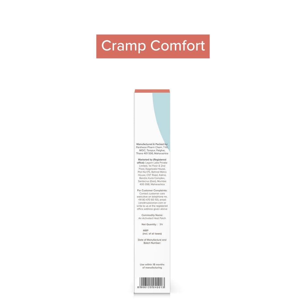 Nua Nua Cramp Comfort || 3 Heat Patches for Period Pain and Cramps & Nua Ultra-Safe Sanitary Pads For Women | 12 Ultra Thin Pads | 3 sizes in 1: Heavy Flow-XL+, Medium-XL & Light-L