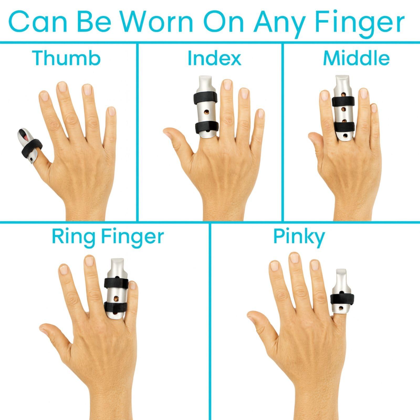 Vive Vive Finger Splints - Mallet Brace for Trigger, Middle, Pinky, Ring, Dislocated Thumb Support - Metal Aluminum Immobilizer with Foam - Left or Right Hand - Straightening for Arthritis or Broken Bone