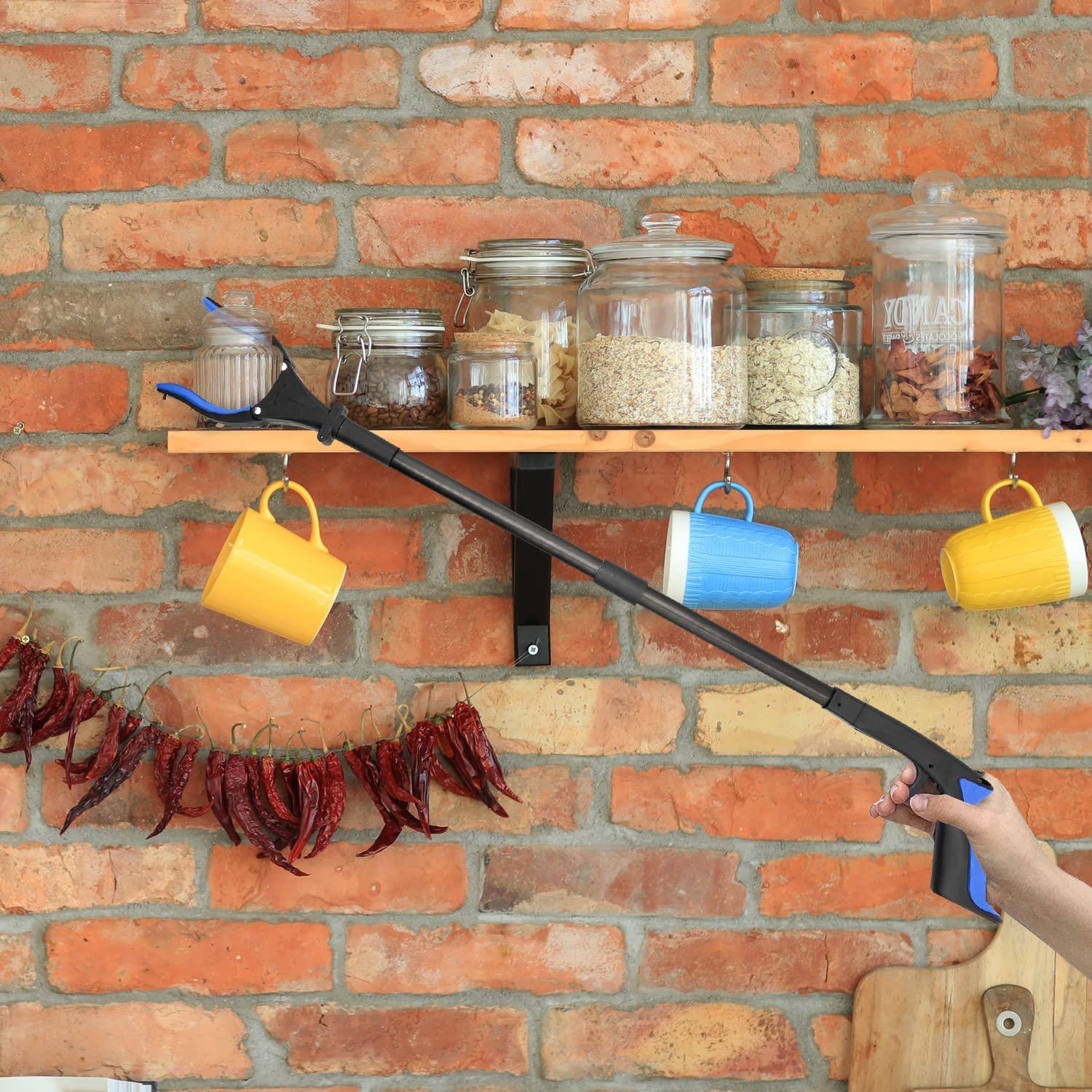 Luxet Luxet Grabber Reacher Tool-Long 32 Inch(Blue)Aluminum Foldable Pick Up Stick-Strong Grip Shelves Led Light Magnetic Tip,Lightweight Trash Picker Claw Reacher Grabber Tool For Elderly