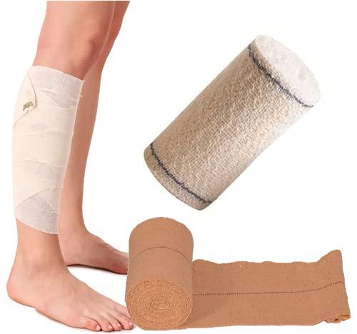 PM Products Elastic Cotton Crepe Bandage Wrap 4meter Stretched Pack of 2 - Durable Compression Bandage Crepe Bandage, Specially Made for Orthopedic and Sports Injury. (8cm x 4meter - Pack of 2)