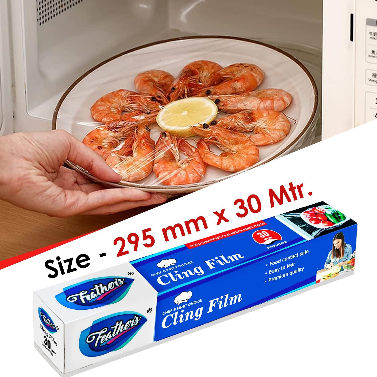 Feather\'s Feathers Cling Film Wrap Food Biodegradable Multipurpose Food Wrapper Non-Stick Microwave Safe (Pack of 2, 30m) (30 Meter)