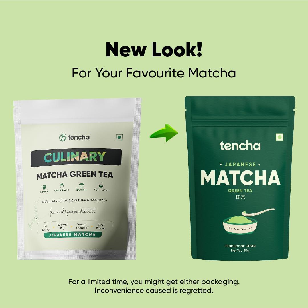 Tencha Tencha Matcha Tea, 50 Servings, 50 GM | Pure Japanese Matcha Green Tea Powder | Sourced from Shizuoka, Japan | Vegan | No Artificial Sweeteners | Culinary Grade Matcha Powder
