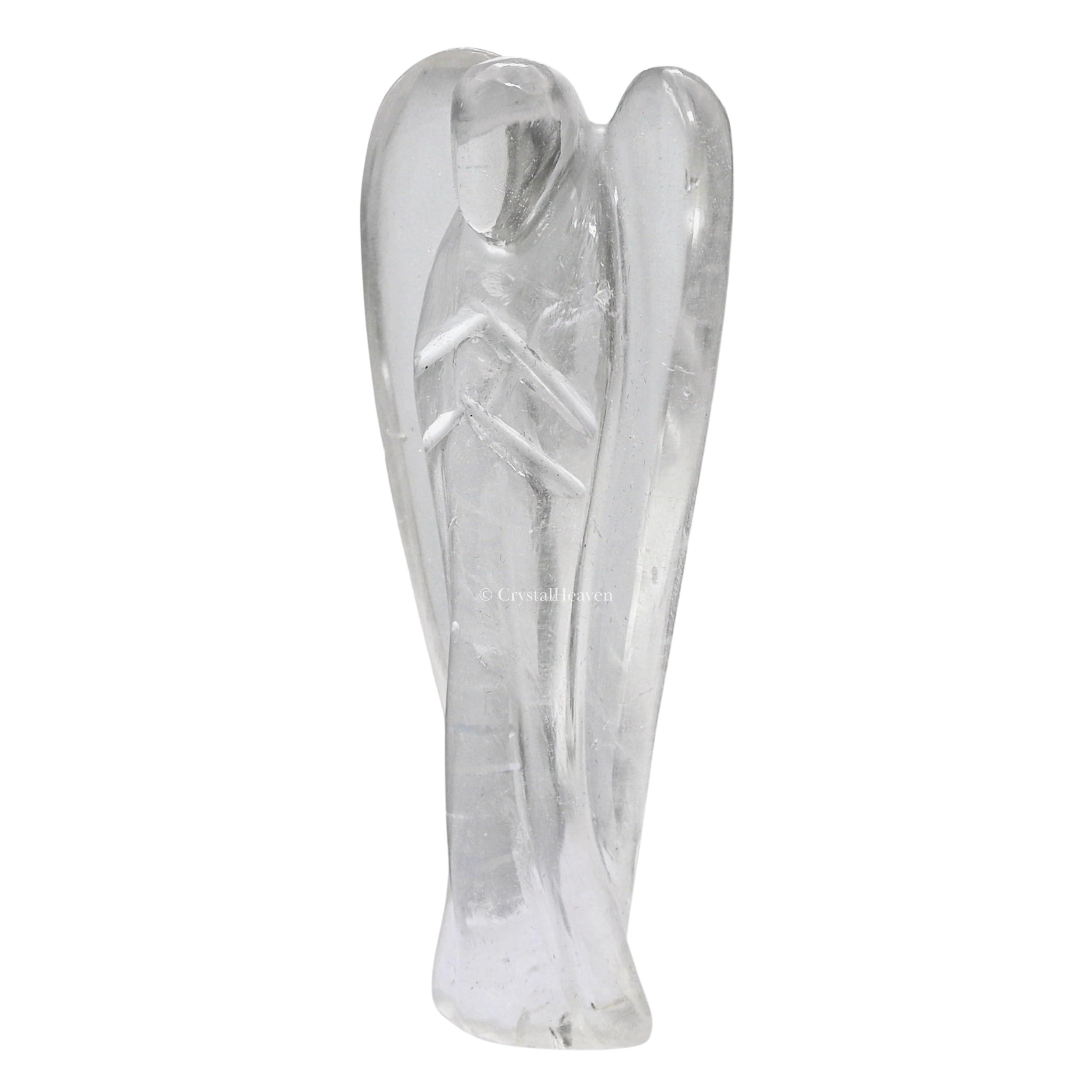 Crystal Heaven Certified Clear Quartz Crystal Angel Pocket Figurines Idol - AAA Grade Original Healing Gemstone for Yoga Reiki Meditation Feng Shui (3 Inches)