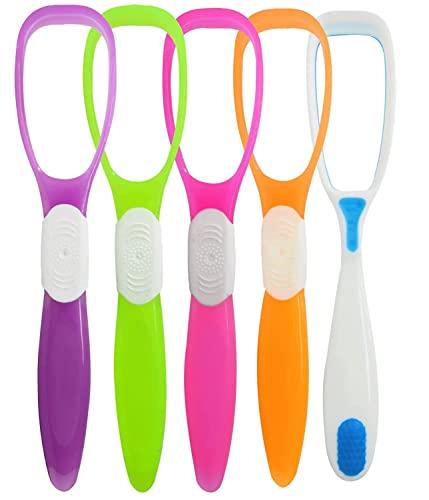 Style Keepers Style Keepers Pack of 5 Tongue Cleaner with Portable travel plastic capsule shape tooth brush holder | Plastic Premium Tongue Cleaner for Fights Bad Breath Oral Health Care Tool, Easy to Use