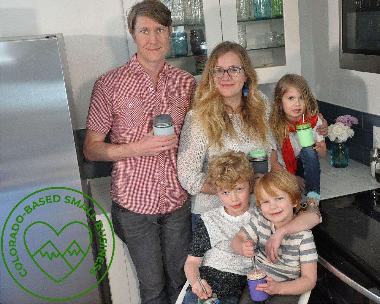 Mason Jar Lifestyle Extra Short 5\" Safer Stainless Steel Straws for 12oz Thermos Funtainer, Cocktails, Small Glasses or Cups (4 Pack + Cleaning Brush)