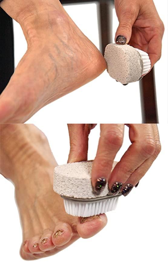 Tiny Deal 2pac Pumice Stone and Brush for Feet, Foot File, Dead Skin Callus Remover, Pedicure Tool, Bathroom Accessories-2 L x 1 W