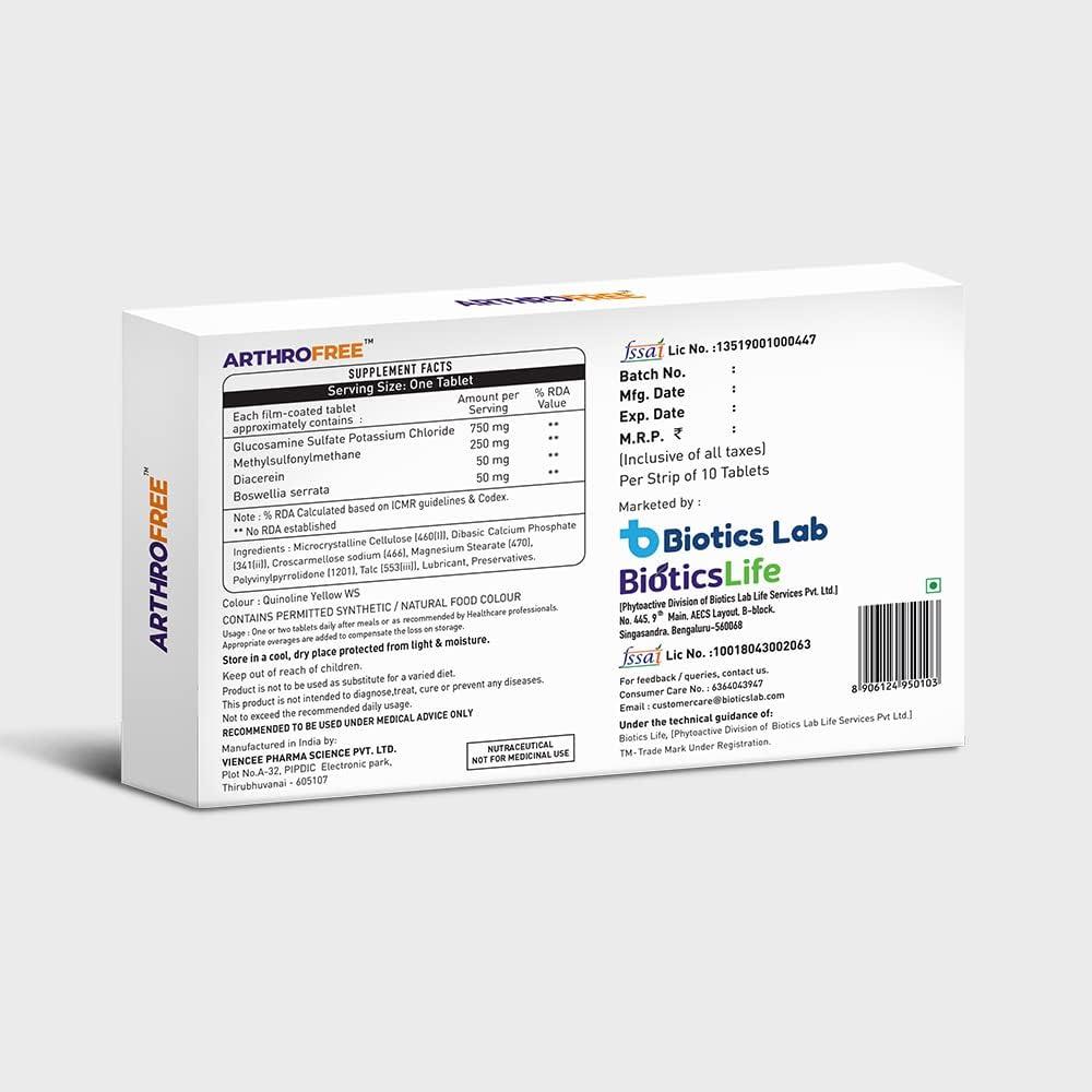 BIOTICSLIFE BIOTICSLIFE Arthrofree Tablets for Joint Pain. Pack of 30