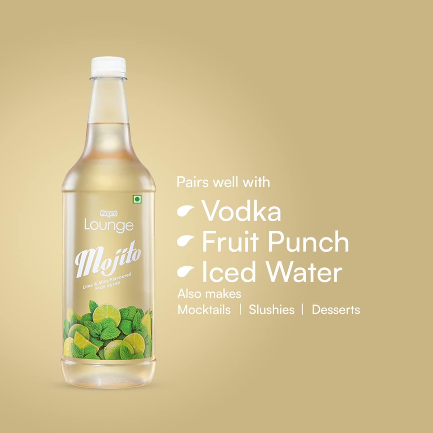 Mapro Mapro Lounge Mojito Lemon and Mint Cocktail Mixer Mocktail Fruit Syrup - 1L |Contains Real Fruit Juice| Gluten Free| Zero Cholestrol