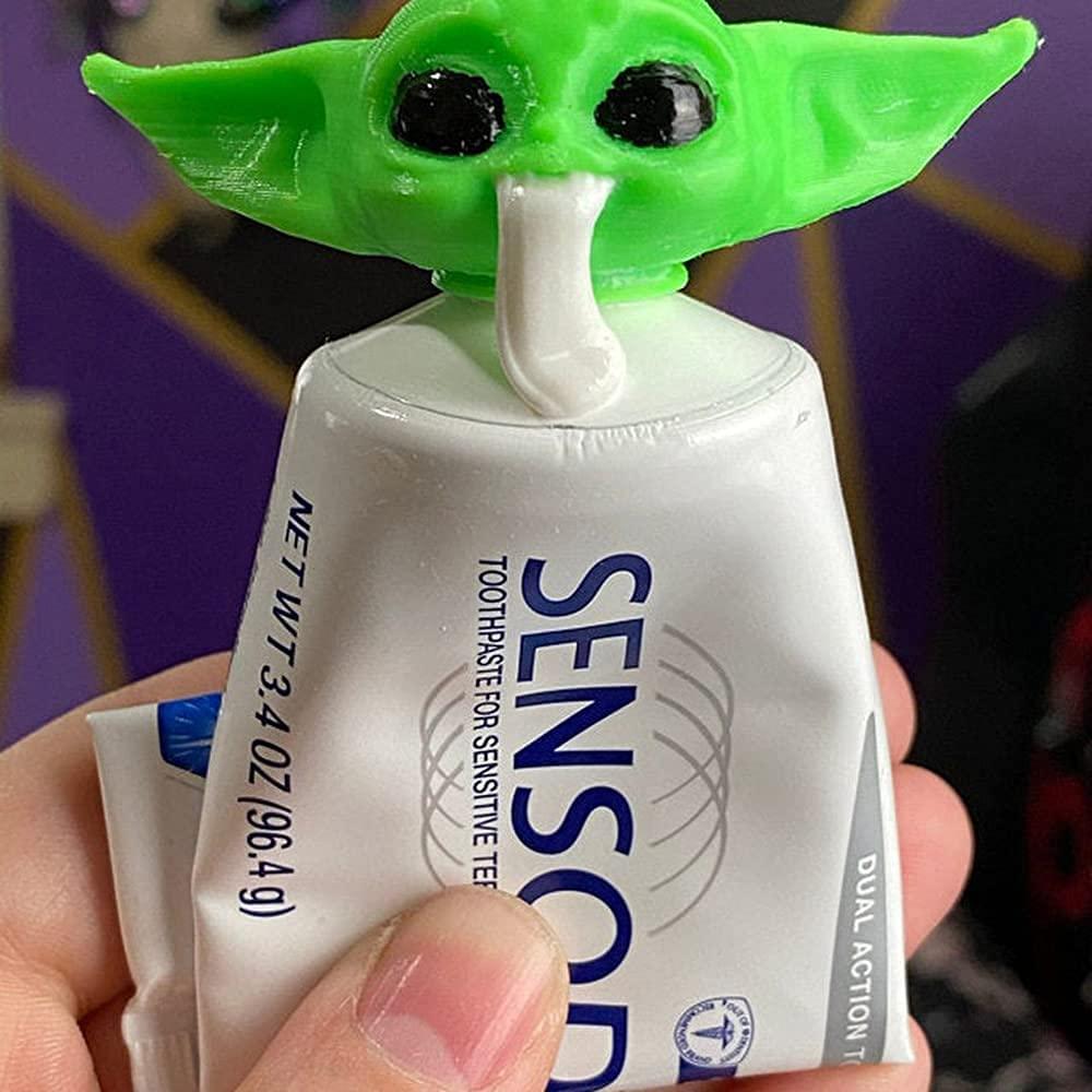Hongshengchang 2021 New G-rogu Toothpaste Topper - 3D Printed Y-oda Baby Closing Toothpaste Caps, Yoda Toothpaste Dispenser for Movie Fans