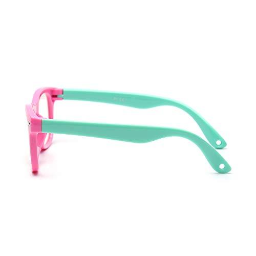 JM JM Anti Blue Light Blocking Glasses for Girls Computer Screen Protector Light Anti Eye Strain Glasses Pink Frame Green Temple