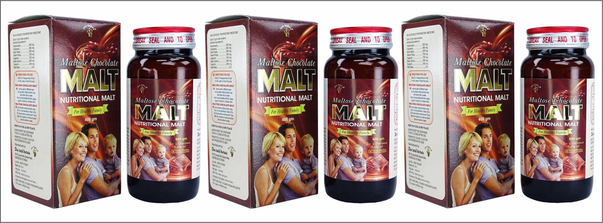 DEE INDIA HERBALS DEE INDIA Ayurvedic Herbal Malt Rich Chocolate & Malt Fusion | Supports Immunity & Metabolism | Vegetarian & Non-Toxic | Promotes Healthy Growth in Children | Enriched with Vitamins & Minerals | Pack Of 3