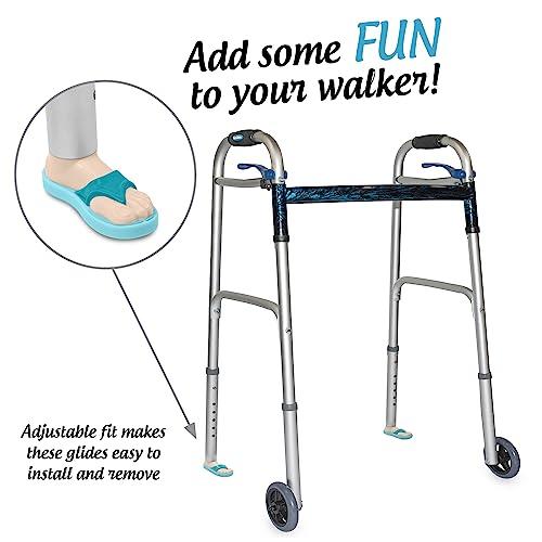 Top Glides New Beach Sandal Walker Ski Glides for 1\" Walker Tubes - 1 Pair (Turquoise)