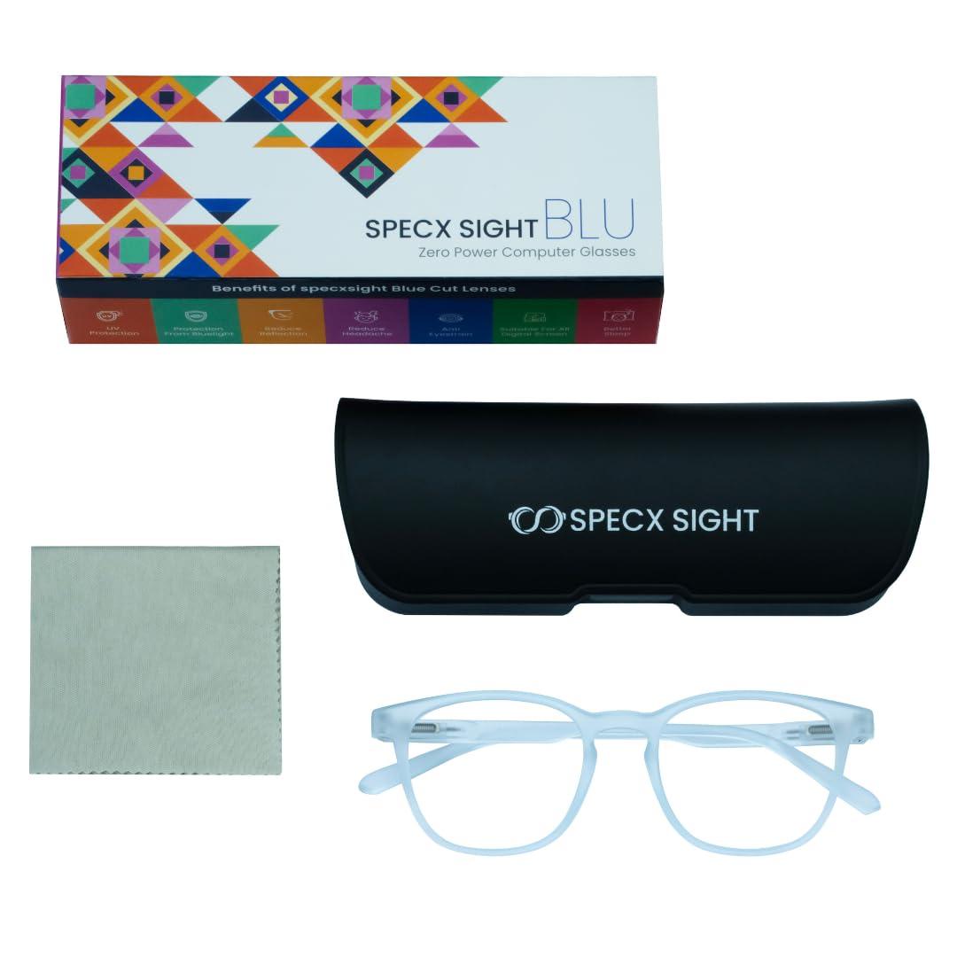 SPECX SIGHT SPECX SIGHT BLU zero power computer glasses | Anti Glare, Lightweight & Blocks Harmful Rays | UV Protection Specs For Men & Women (SKY BLUE)