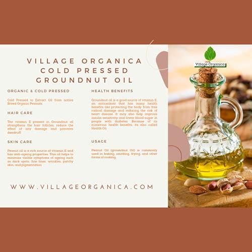 Village-Organica Village Organica Combo of Cold pressed Oil | 750 ml of Cold Pressed Groundnut Oil | 750 ml of Cold Pressed Coconut Oil | Pure, Chemical Free, Unadulterated Cooking oil | 750ml * 2 | Glass Bottle |